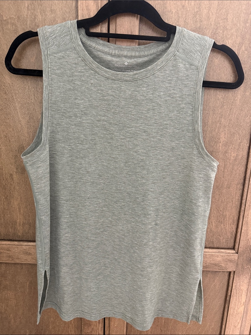 ANTONIO MELANI Heathered Sage/Grey Sleeveless Crewneck Tank